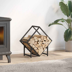 vidaXL Ράφι για καυσόξυλα Μαύρο 50x25x50 εκ. Ατσάλι ψυχρής έλασης