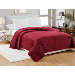 Κουβέρτα Υπέρδιπλη Βελουτέ Popcorn Jacquard Flannel Γαρύφαλλο 220x240 - Μπορντό