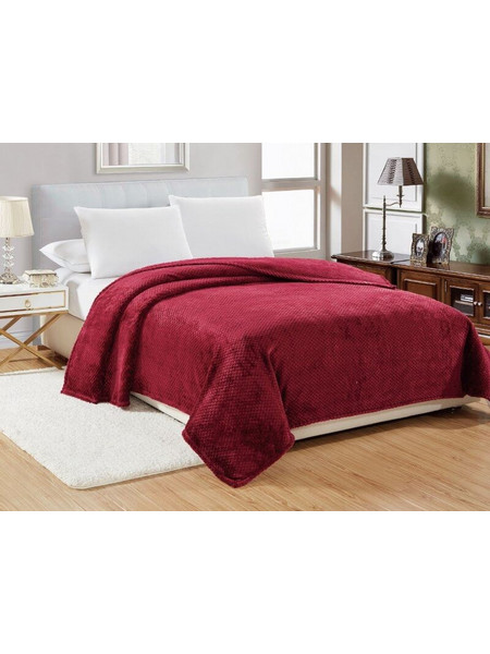 Κουβέρτα Υπέρδιπλη Βελουτέ Popcorn Jacquard Flannel Γαρύφαλλο 220x240 - Μπορντό