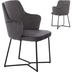 HomeMarkt Πολυθρόνα Βελούδινη Γκρι Triana HM9278.01
