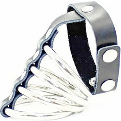 Ohmama Snap Fastener Leather Strap Metal Cock Ring Δαχτυλίδι Πέους Μαύρο Ασημί