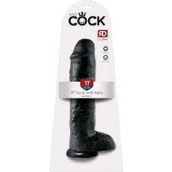Pipedream King Cock 11" Ρεαλιστικό Dildo με Βεντούζα & Όρχεις 28cm Μαύρο