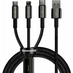 Baseus Tungsten Gold Braided USB to Type-C / Lightning / micro USB Cable 3.5A Μαύρο 1.5m (CAMLTWJ-01) (BASCAMLTWJ01)