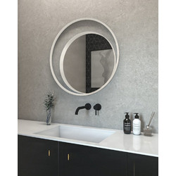 Project Mirrors Iron Twin 75 Στρογγυλός Καθρέπτης Μπάνιου Led Μεταλλικός Λευκός