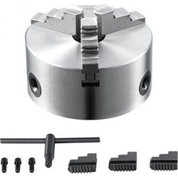 VEVOR 3-Jaw Lathe Chuck, 6'' Self-Centering Lathe Chuck, 0.14- 6.3 in/3.5-160 mm Clamping Range with T-key Fixing Screws Reversible Jaws, for Lathe 3D Printer Machining Center Milling Drilling Machin