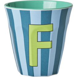 Rice - Melamine Cup with the Letter F - Blue and Green - Medium - 250 ml