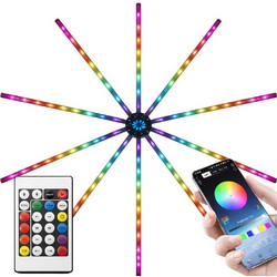 Διακοσμητικό Φωτιστικό Τοίχου RGB με Εφέ Πυροτεχνήματος, Εφαρμογή και Τηλεχειριστήριο