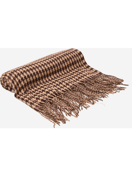 Ανδρικό κασκόλ με μοτίβο houndstooth και κρόσσια FBM014-044-10_BROWN