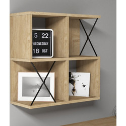 Wall Shelf Extra - Oak Oak, Black Melamine Coated Particle Board 60x24x60 cm