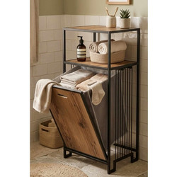 Bath Shelf Peka9092 Natural, Black Melamine Coated Particle Board 40x32x74 cm