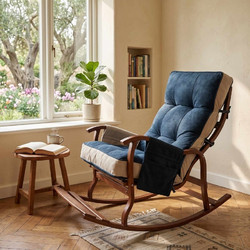 Rocking Chair Ceviz Petrol Green, Cream Fabric: Polyester / Soho 56x115x103 cm
