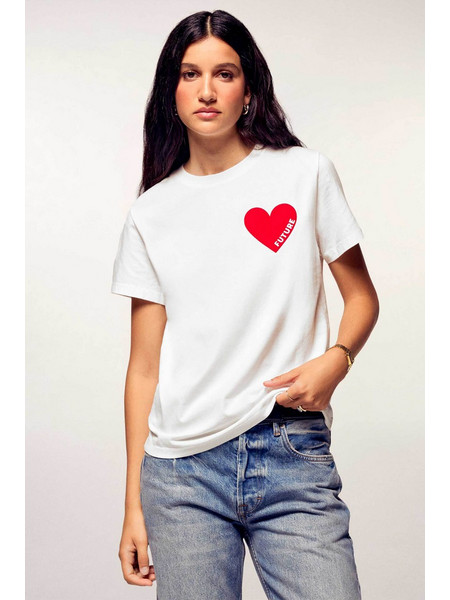 From Future γυναικείο T-shirt με καρδιά Regular Fit - PERMWTS00829 Εκρού