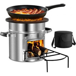 VEVOR Camping Rocket Stove SPCC-Double Doors