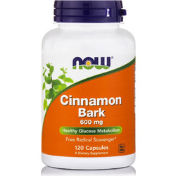 Now Foods Cinnamon Bark 600mg Φυτικές Ίνες 120 Κάψουλες