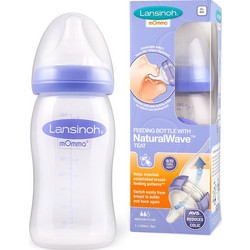 Lansinoh Natural Wave Πλαστικό Μπιμπερό με Θηλή Σιλικόνης κατά των Κολικών 3m+ 240ml