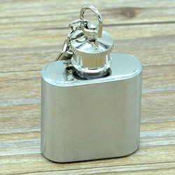 28mL(1oz)Cute Mini Portable Wine Jug Handy Stainless Steel Hip Flask with a Key Chain(Silver) (OEM)
