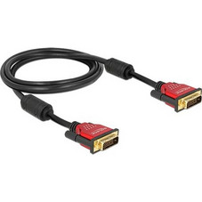 Delock Cable DVI 24+1 male to DVI 24+1 male, 2m, Red Metal (84345)