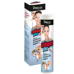 Inoplus Collagen Plus Φράουλα με Υαλουρονικό Οξύ & Βιταμίνη C 20 Αναβράζοντα Δισκία