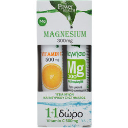 Power Health Magnesium 300mg 20s + Vitamin C 500mg 20 Αναβράζοντα Δισκία