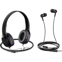 Hoco W24 Enlighten Ενσύρματα Ακουστικά On Ear Μαύρα Μώβ