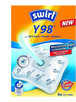 Swirl Y98 Σακούλες Σκούπας 4τμχ Συμβατές με Σκούπα Dirt Devil / Hoover / Severin