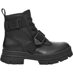 UGG Ashton Γυναικεία Αρβυλάκια Δερμάτινα Μαύρα με Χοντρό Χαμηλό Τακούνι 1130518-0071