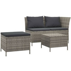 vidaXL Σετ Σαλόνι Κήπου Rattan 3τμχ Γκρι 319693