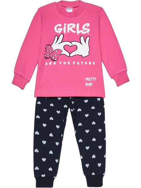 Pretty Baby Future Παιδική Πιτζάμα Βαμβακερή Χειμωνιάτικη Navy Μπλε Φούξια 69180