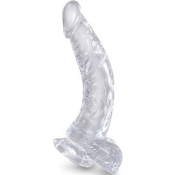 Pipedream King Cock Curved Penis Ρεαλιστικό Dildo με Βεντούζα & Όρχεις 16.5cm Clear