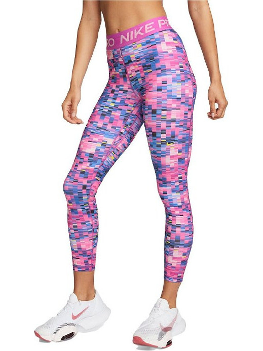 Nike Γυναικείο Κολάν 7/8 Ψηλόμεσο Βαμβακερό Ροζ Γαλάζιο DX0049-623