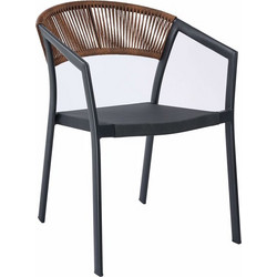 Varossi Πολυθρόνα Κήπου Rattan Μαύρη Καφέ 900-288