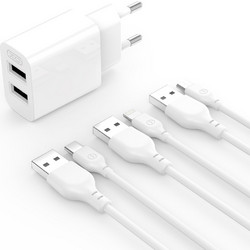 XO L109 Φορτιστής με Καλώδιο Lightning με 2 Θύρες USB-A White