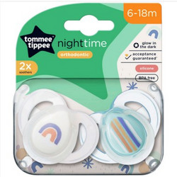 Tommee Tippee Night Time Ορθοδοντικές Πιπίλες Σιλικόνης Νυκτός 6-18m Rainbow White Mint 2τμχ