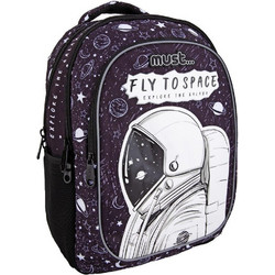 Must Xpression Fly To Space Σχολική Τσάντα Πλάτης Δημοτικού Μαύρη Λευκή 585828