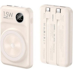 Remax RPP-527 Wireless Magsafe Power Bank 10000mAh 22.5W με Θύρα USB-A & 2 Θύρες USB-C White