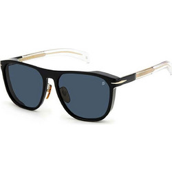 David Beckham DB7064FS 2M2/KU Ανδρικά Γυαλιά Ηλίου Τετράγωνα Κοκάλινα Διαφανές Μαύρο με Μπλε Polarized Φακό