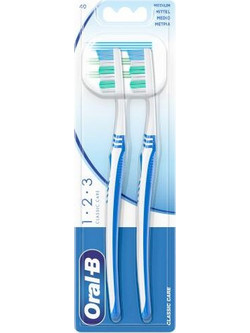Oral-B Classic Care 123 Medium Οδοντόβουρτσες 2τμχ Μπλε