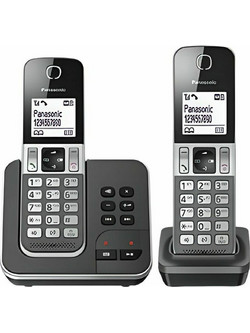 Panasonic KX-TGD322 Ασύρματο Τηλέφωνο Σετ Duo Μαύρο Γκρι