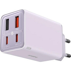 Baseus Φορτιστής χωρίς Καλώδιο με 2 Θύρες USB-A & 2 Θύρες USB-C 65W GAN6 Pro Purple