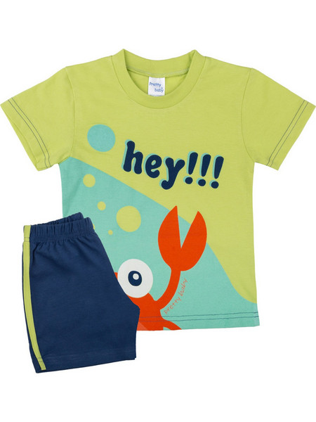 Pretty Baby Παιδική Πιτζάμα Βαμβακερή Καλοκαιρινή Lime Navy Μπλε 65369