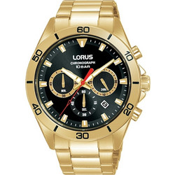 Lorus Sports Ανδρικό Ρολόι Χρονογράφος με Χρυσό Μεταλλικό Μπρασελέ RT340KX9