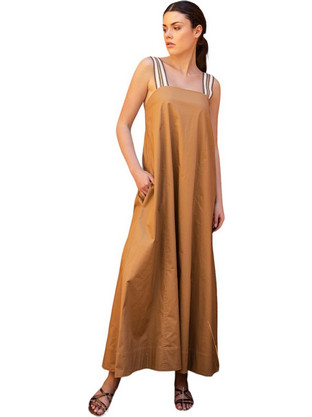AGGEL Midi Καλοκαιρινό Βραδινό Φόρεμα Ταμπά SS43018KF-1022
