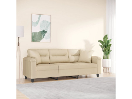 vidaXL Τριθέσιος Καναπές Microfiber Μπεζ 210x77x80cm 3200981