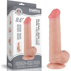 Lovetoy Sliding-Skin 8.0" Dual Layer Dong III Ρεαλιστικό Dildo με Βεντούζα & Όρχεις 20.8cm Flesh