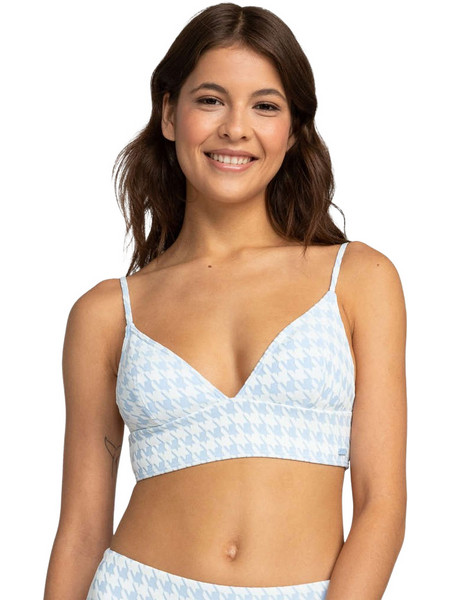 Roxy Check It Bikini Top Μπουστάκι Γαλάζιο Λευκό ERJX30528