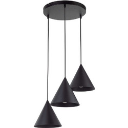 TK Lighting Cono Κρεμαστό Φωτιστικό Οροφής Τρίφωτο E27 Μαύρο 10067