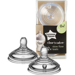 Tommee Tippee Closer To Nature Θηλή Σιλικόνης για Μπιμπερό 0m+ Αργής Ροής 2τμχ