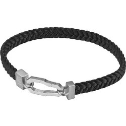 CAT Weave Ανδρικό Βραχιόλι Χειροπέδα από Δέρμα & Ατσάλι J017B30112