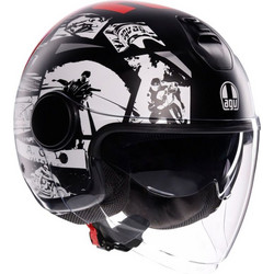 AGV Eteres History Matt Black White Red Κράνος Μηχανής Jet 1345gr
