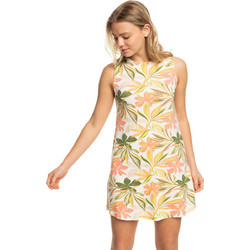Roxy Mini Καλοκαιρινό Καθημερινό Φόρεμα Floral Μεταξωτό Εκρού ERJKD03423-WBK6